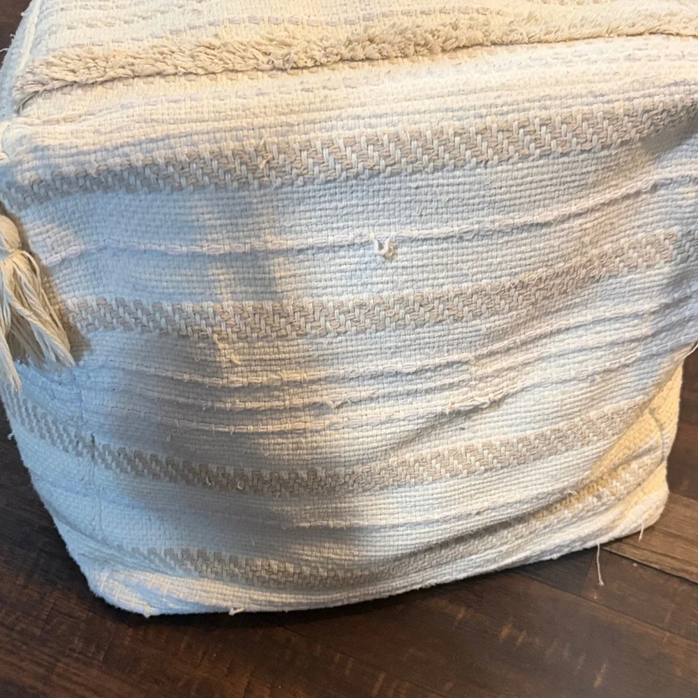 Striped Pouf Ottoman with Tassels LARGE! read